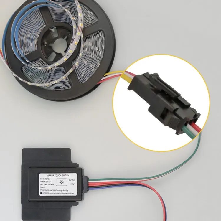 DC12V Intelligenter Spiegelschalter mit Touch-Dimmung und LED-Beleuchtung für Badezimmerspiegel mit Antibeschlagfunktion – Detail 4