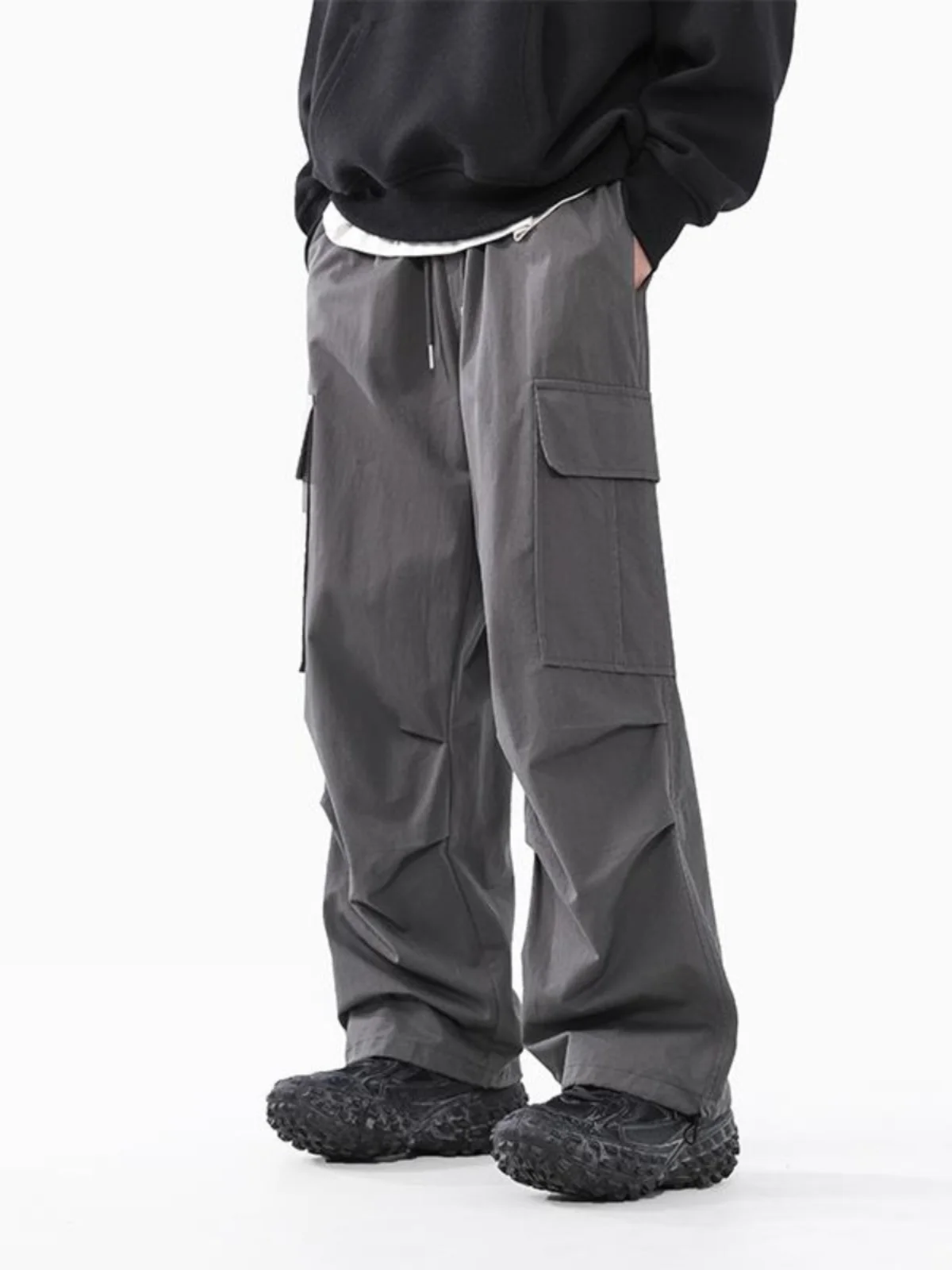 

Ay Fce Брюки-карго на подкладке Мужские осенне-зимние свободные прямые повседневные брюки с несколькими карманами из хлопка Youth Faion