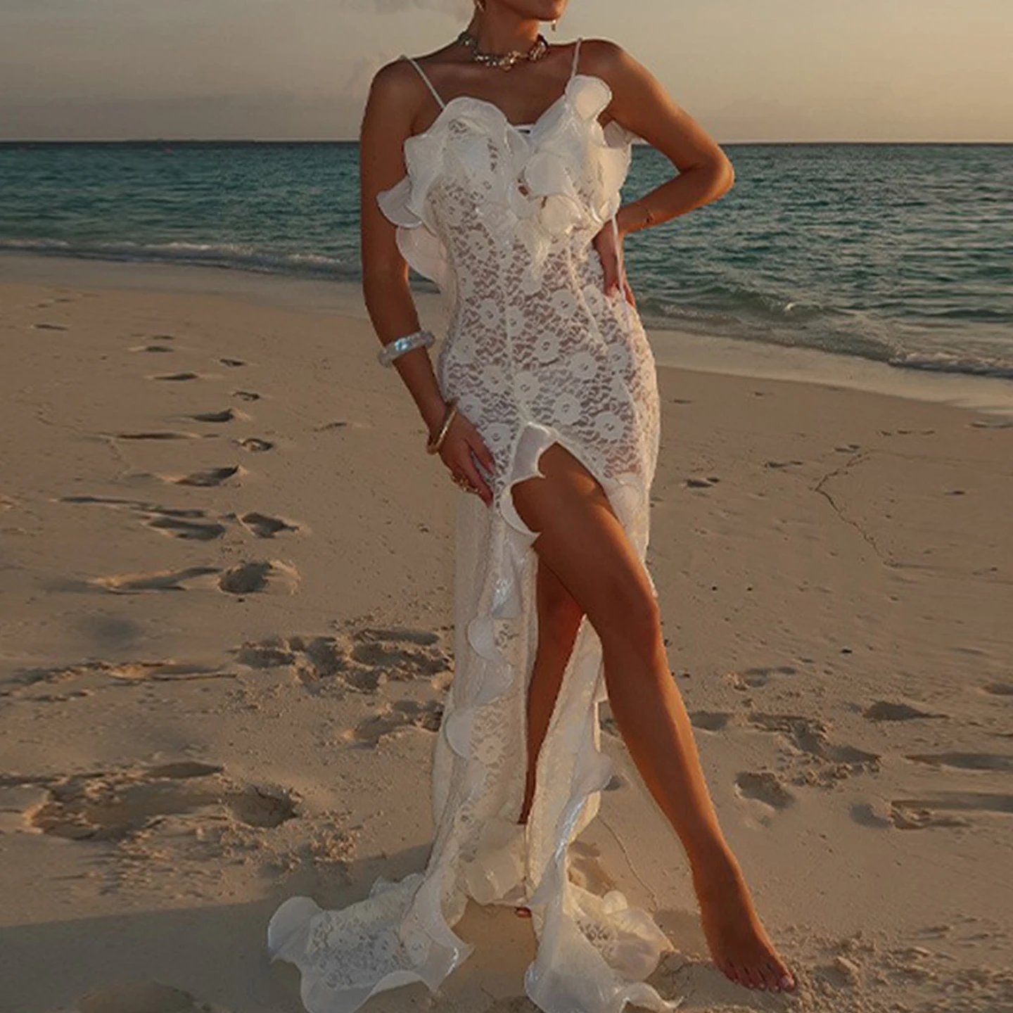 Faionable Women's V-ne Bal Gored Skirt Dr Spring Autumn Seasonal New Arrival Ele Bell Sve Midi Dr