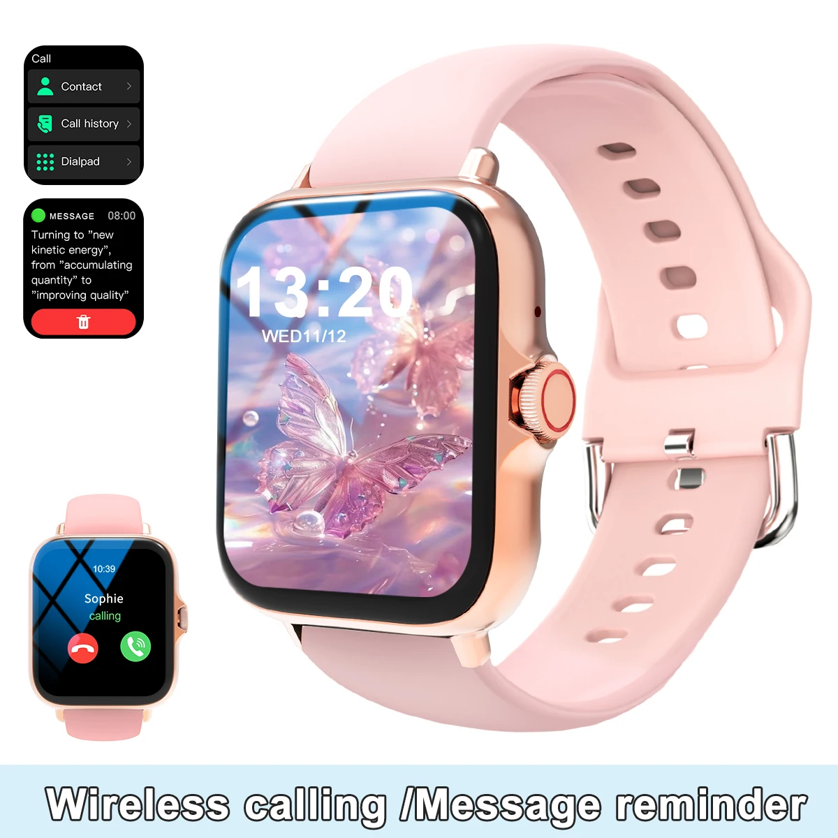 

Smart watch, wireless calling /dial, Various APP Reminders,Suitable for men and women, sports watches，for iPhone/Andriod