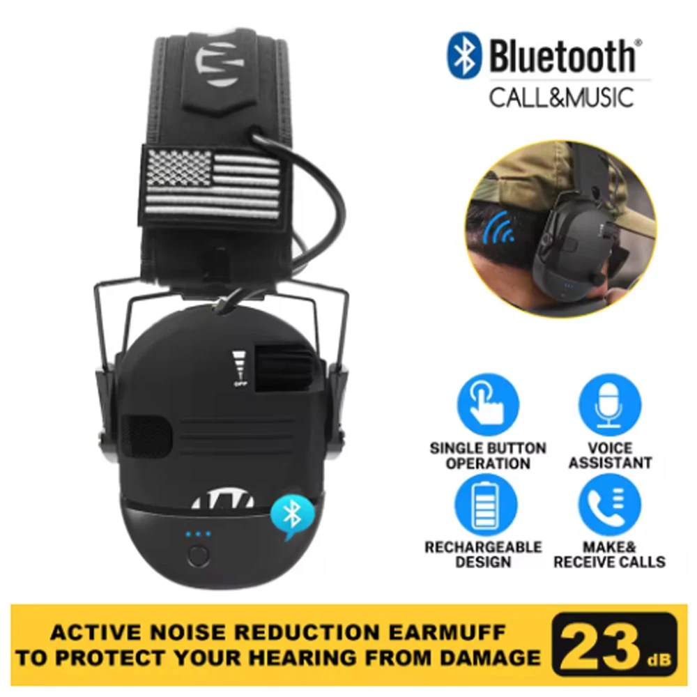 All-in-One Tactical Earmuff: Bluetooth, Electronic Hearing Protection for Shooting & Hunting.