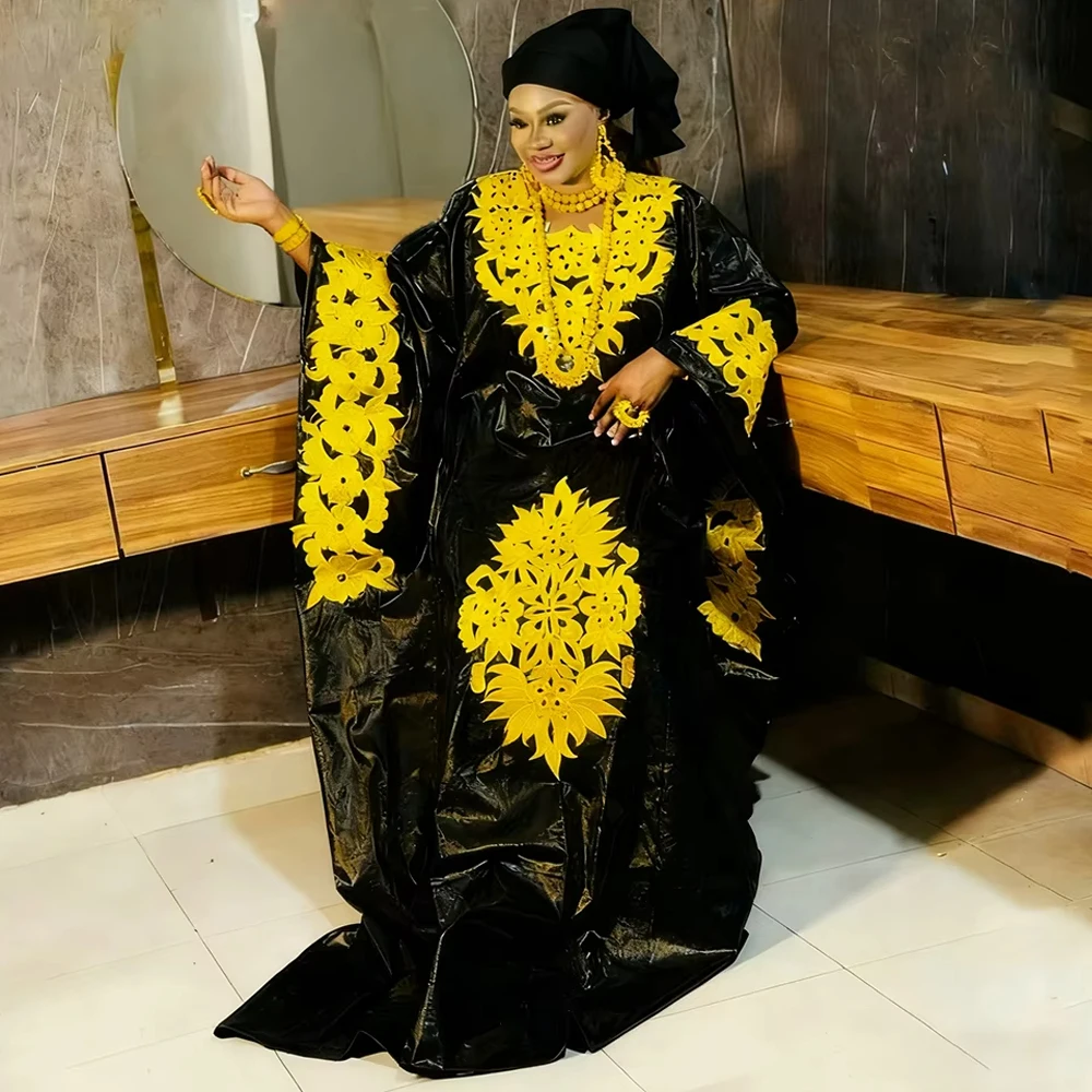 

Traditional African Dresses Elegant Women Plus Size Long Robes Dashiki Ankara Embroidery Bazin Outfits Party Prom Evening Gowns