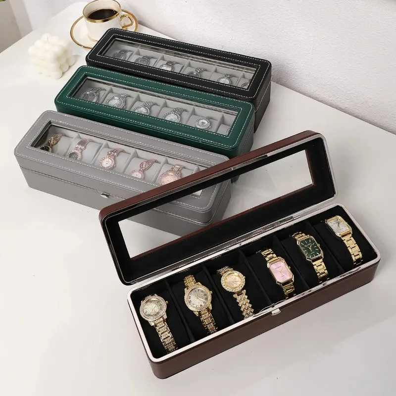 

Dustproof Anti Oxidation Watch Storage Box Metal Frame Snap Closure Wristwatch Organizer Holder