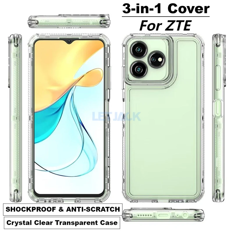 

Case For ZTE Axon 50 60 Lite PC+Acrylic Transparent Shockproof Case For ZTE Blade A54 A34 V60 V50 Design 4G Bumper Back Cover