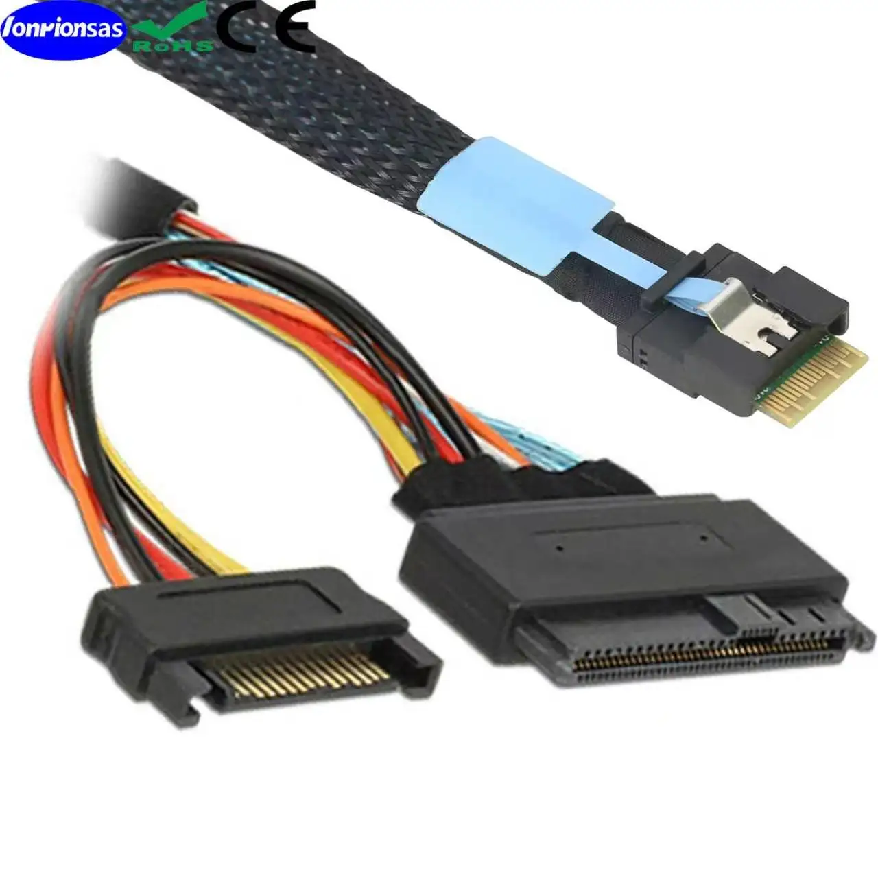 PCIe Slimline SAS SFF-8654 4i 38pin PCIe 4.0 to SAS 8639 female U.2 Fully Shielded High-Speed Server Cable with Anti-Misalignmen