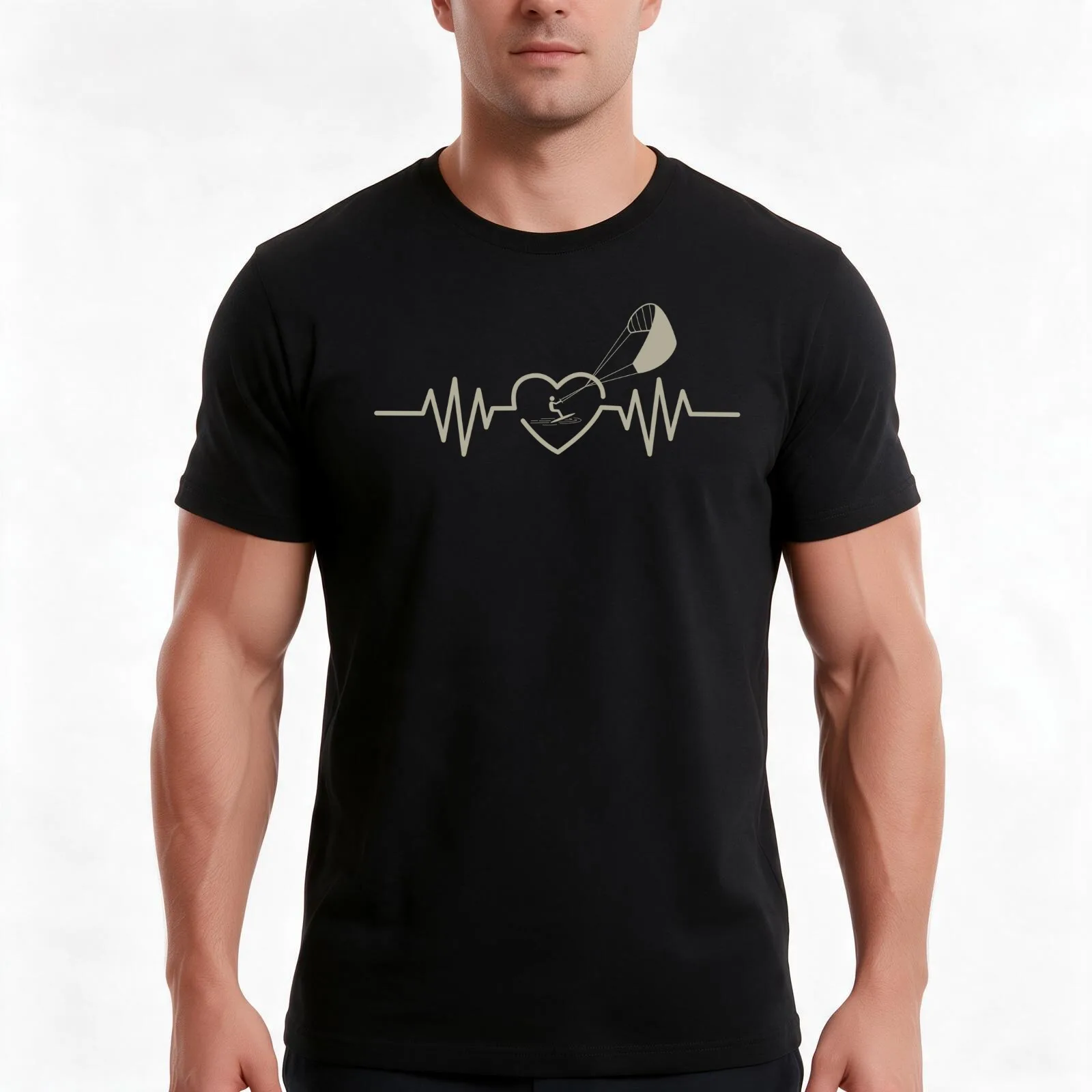 kitesurfing heartbeat jupiter kiteboarding T-Shirt Summer Casual Cotton Tee Oversized Streetwear Tops Vintage Graphic Print