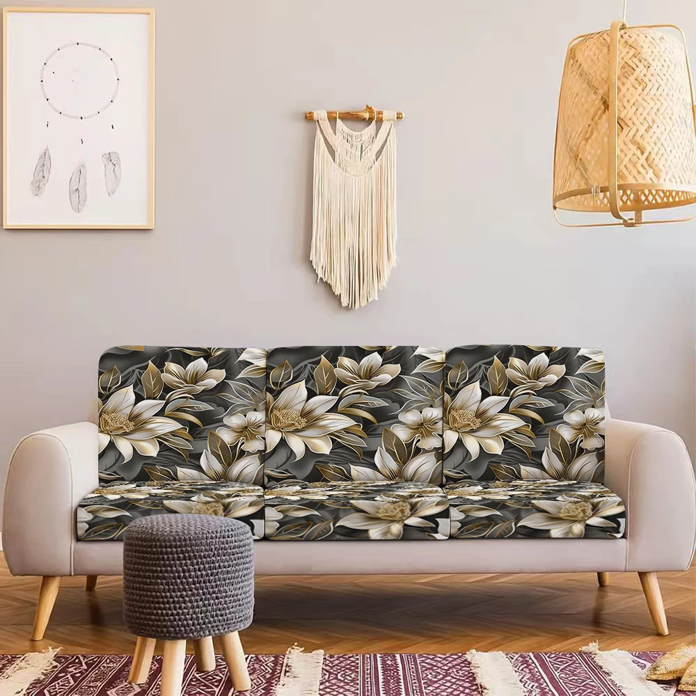 Summer Outdoor Sofa Cover with Floral Print, Milk Silk Fabric, Elastic & Non - Slip, Machine - Washable,