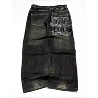 American Street Trend Letter Embroidered Loose Jeans Men Harajuku Y2K New Hip Hop Oversized Wide-leg Pants Unisex Mopping Jeans
