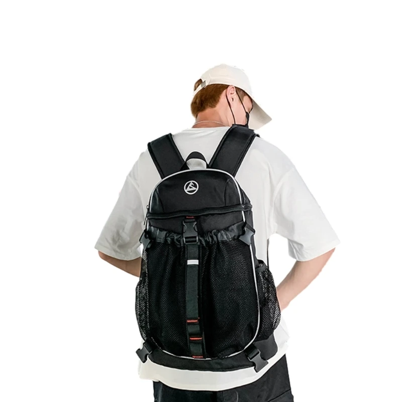 Large Capacity PE Bag Basketball Backpack Football Soccer Bag School Gym Sport Equipment Backpack with Ball Compartment