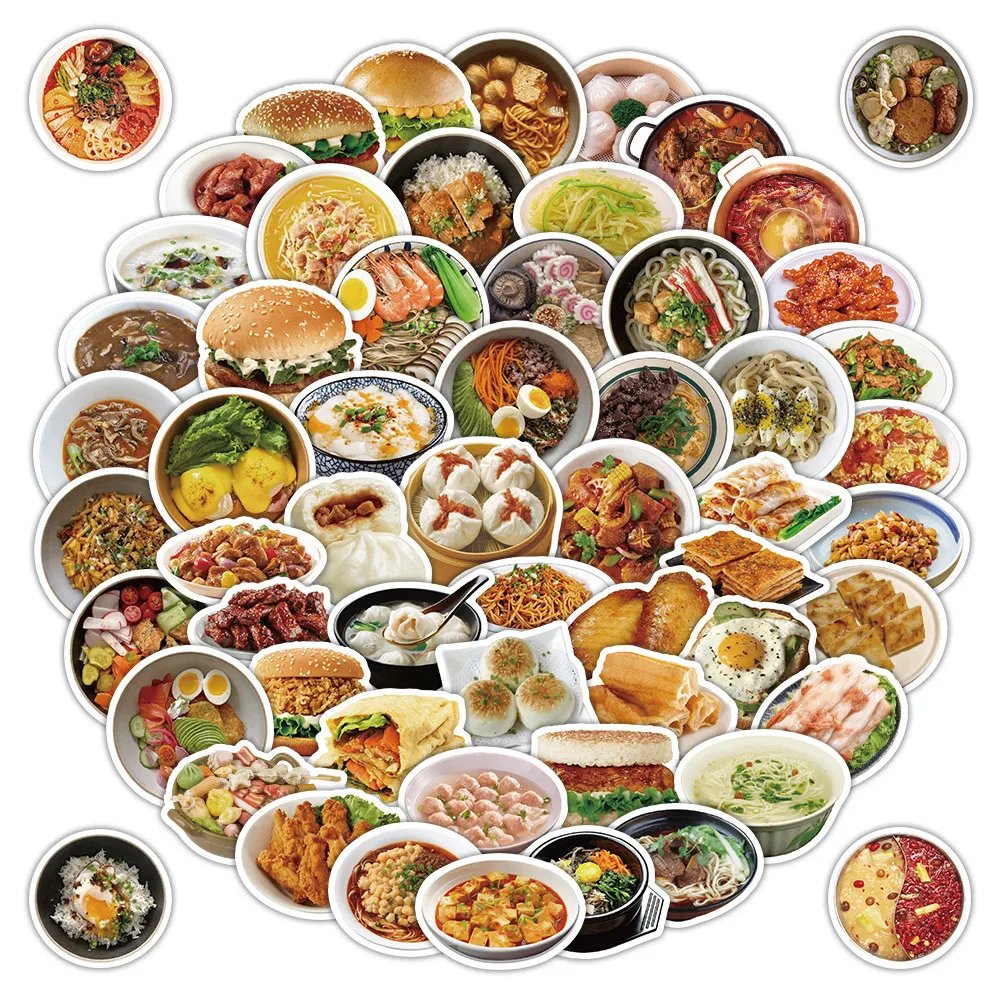 

60 Pcs Realistic Food Snack Stickers - Vibrant Cuisine Decals for Journals, Phone Cases & Water Bottles Sticker Story Store