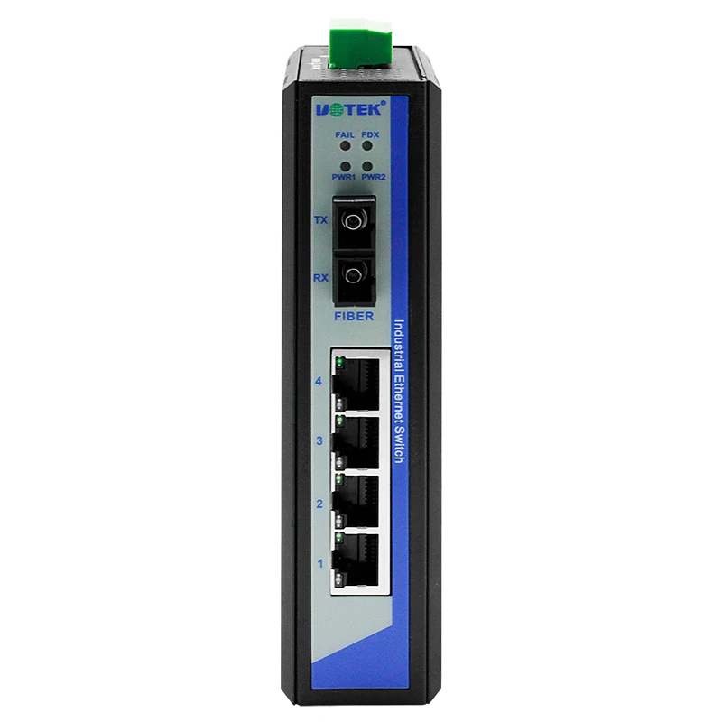 UOTEK 10/100M 4 Ports Media Converter High Quality Ethernet Switch Unmanaged with Overload Protection UT-2574 SC Connector