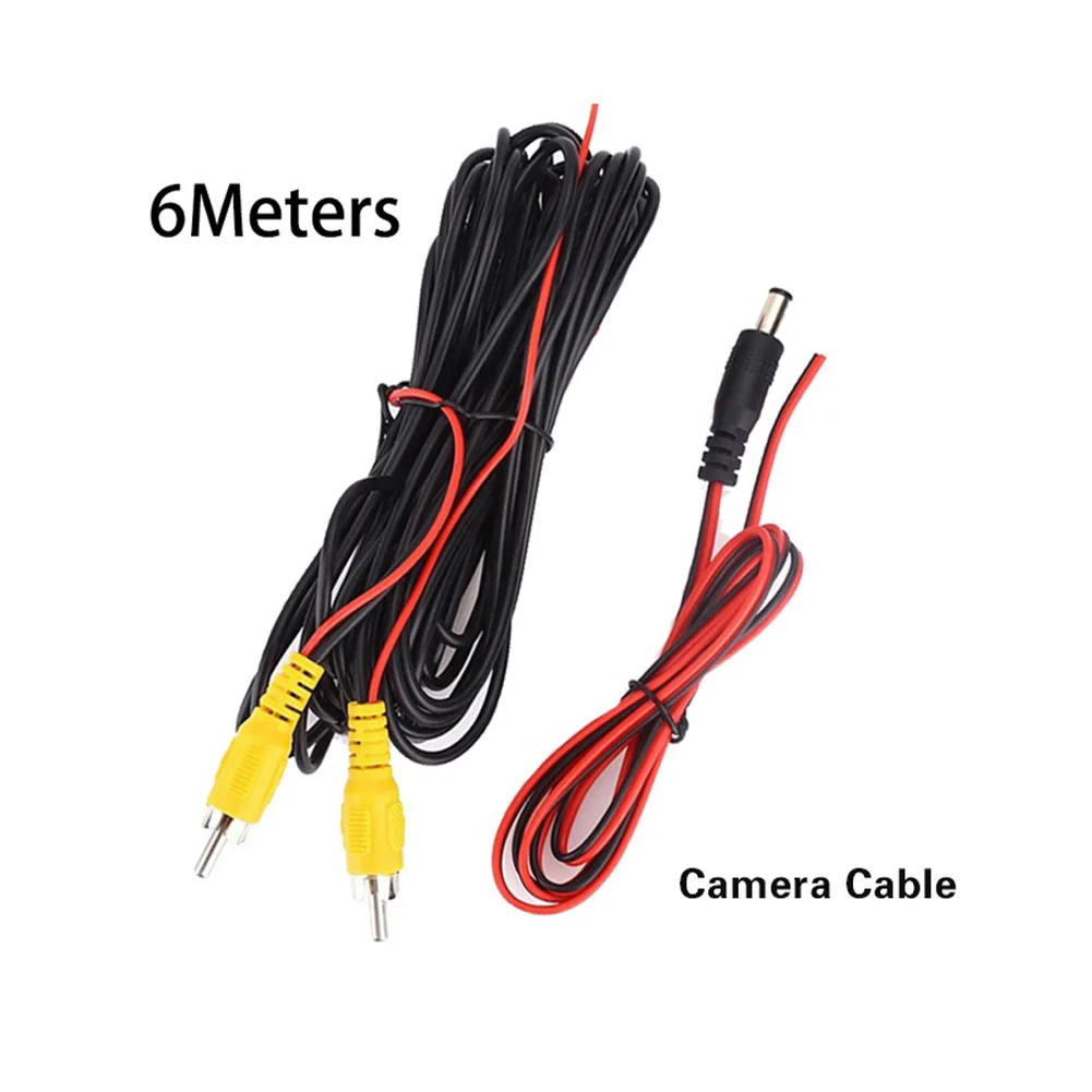 Cable de vídeo para coche + 1 Cable de alimentación para cámara de aparcamiento de visión trasera, Cable de vídeo RCA macho a macho, Compatible con cámara de vigilancia