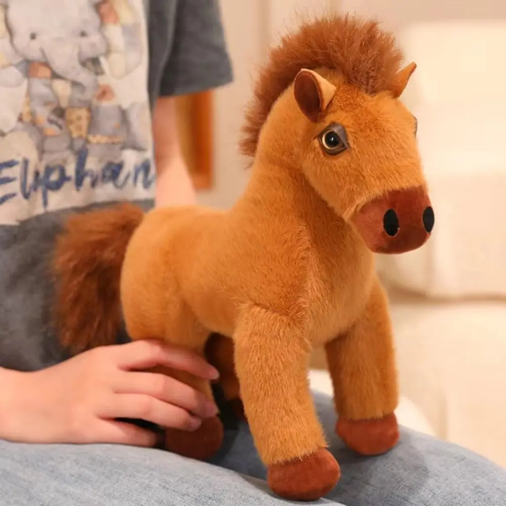 

Simulation Standing Foal Plush Doll Long Mane Saddle Pony Plush Toys Attractive Eyes Fluffy Tail Cartoon Horse Stuffed Toy