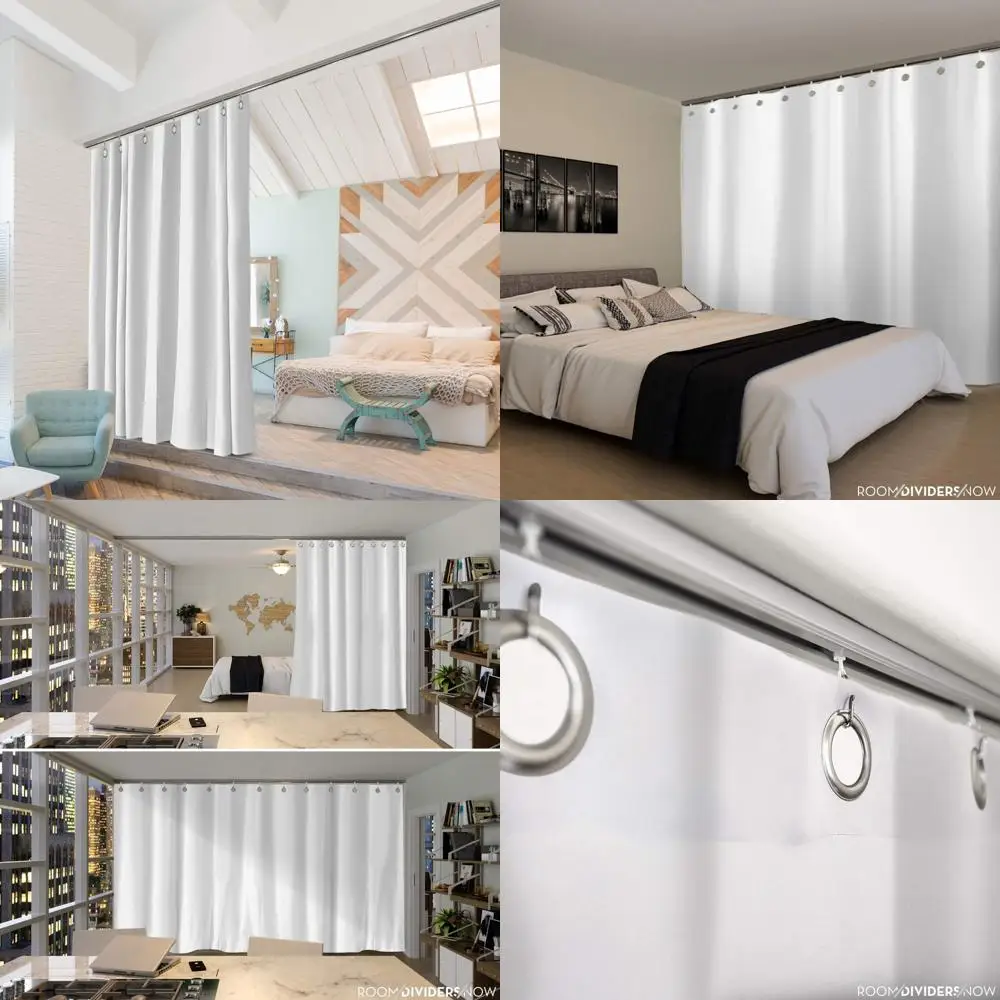 

Extra Large Ceiling Track Room Divider Kit - 9 Feet High x 12 to 14 Feet Wide, Natural White