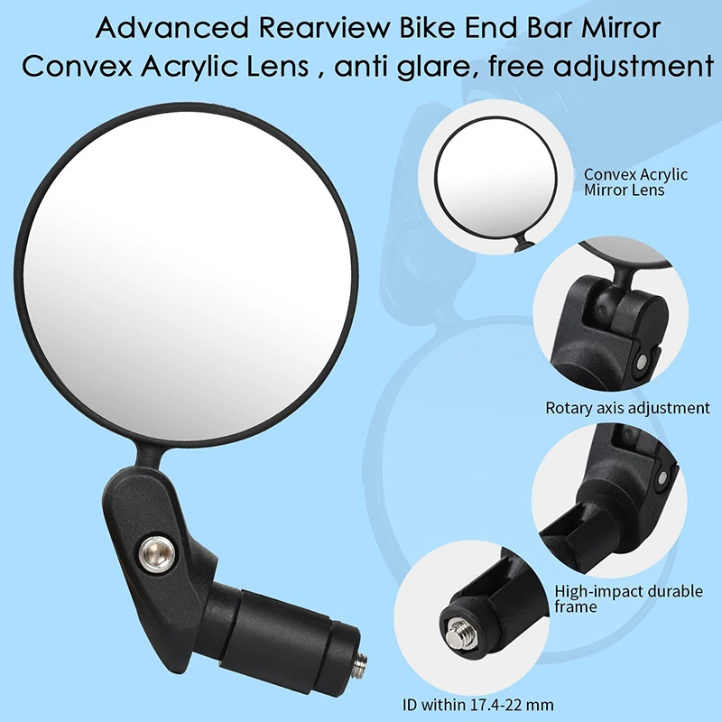 WEST BIKING Bicycle Handlebar Rearview Mirror 360 Rotation Anti-Glare Convex Reflect Mirror Bike Mirrors Safety  Cycling Mirror