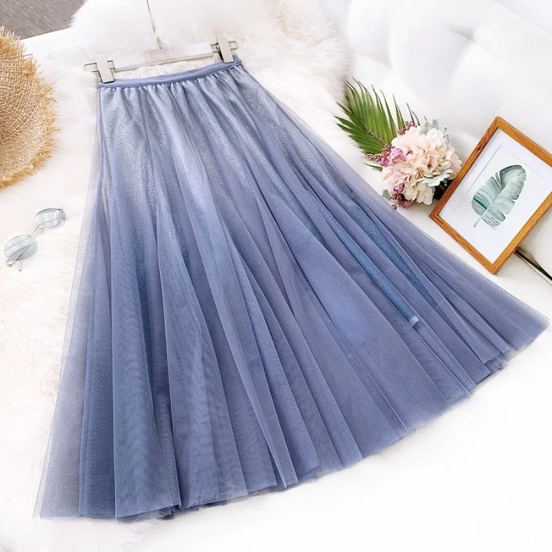 2025 New Casual Luxury Gradually Changing Color Skirt Fashion Elegant Temperament Slim Fit Fishtail Skirts Mesh Fluffy Skirt