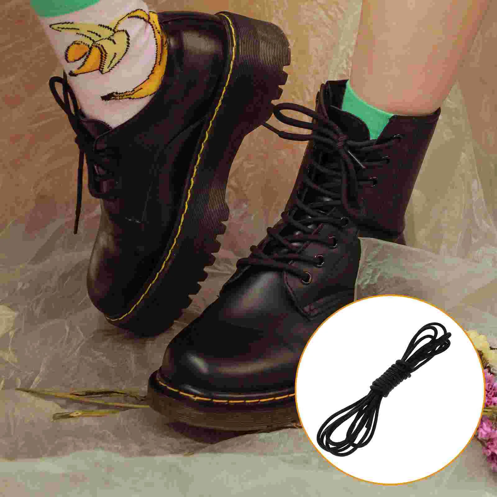Men's Work Boots Laces Shoe for Dress Shoes Elasticity Sneaker Black Business Shoelaces Sneakers Miss