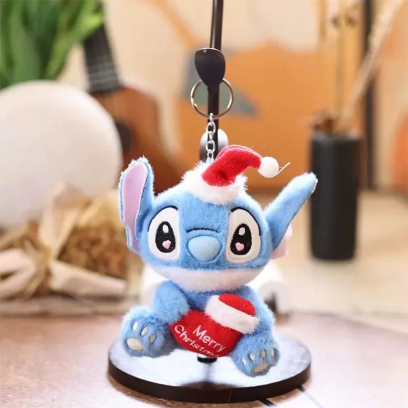 New Anime Figures Stitch Plush Keychain Christmas Seris Keychains Plushie Keyring Doll Backpack Pendant Christmas Gift Girl toys