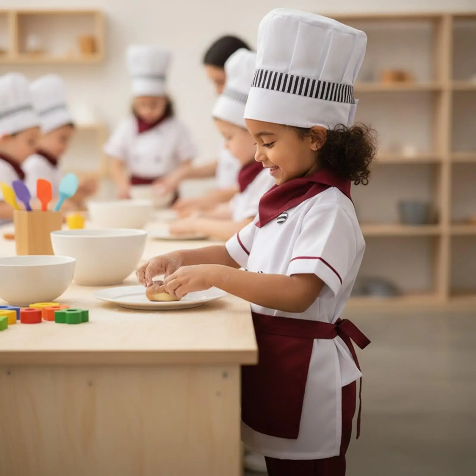Toddler Chef Dress Up Kit with Apron Hat for Creative Play and Career Exploration Activity