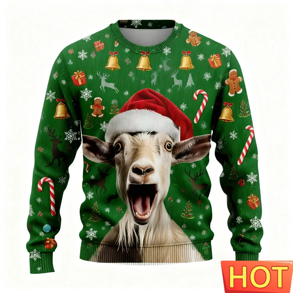 Sweatshirt for Men 3D Printed Cartoon Santa Claus Merry Christmas Pattern Hoodies Casual Harajuku Loose Top O-Neck Oversized Tee