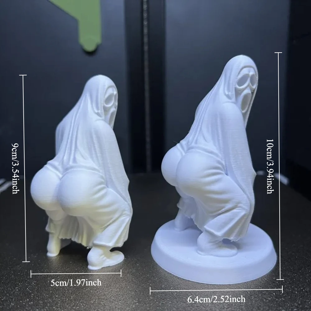 Shake Butt Ghost Statue, 3D Printed Electric Butt Dance Ghost Face Killer, Scream When You Like Fullness, Halloween Parody Gift