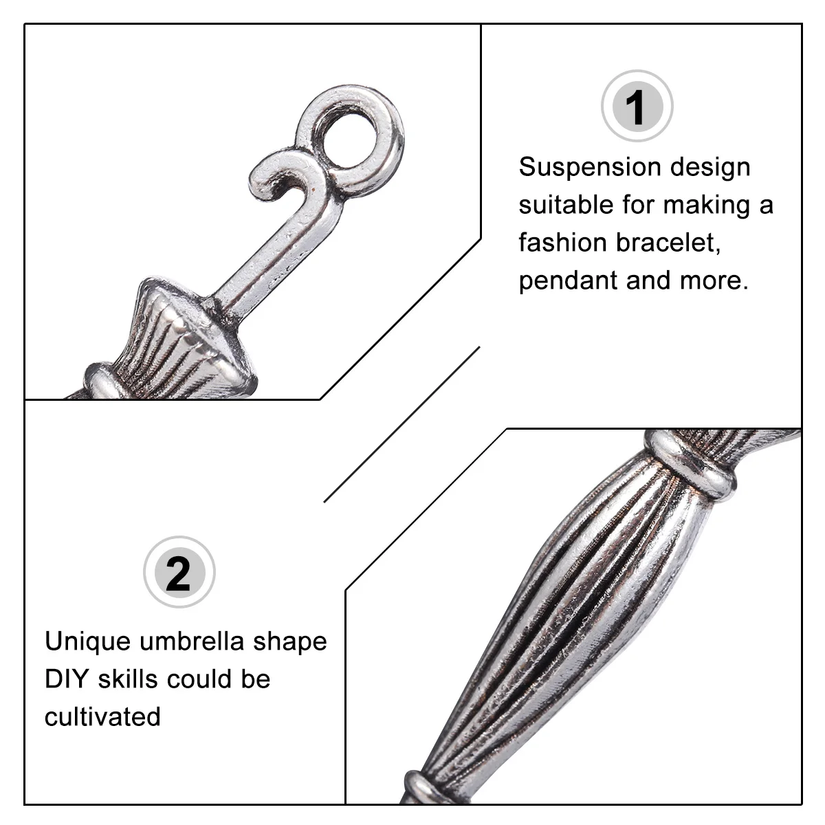

50pcs Vintage Umbrella Pendant Charms Alloy Diy Jewelry Making Accessories Craft Bracelet Necklace Charm Set