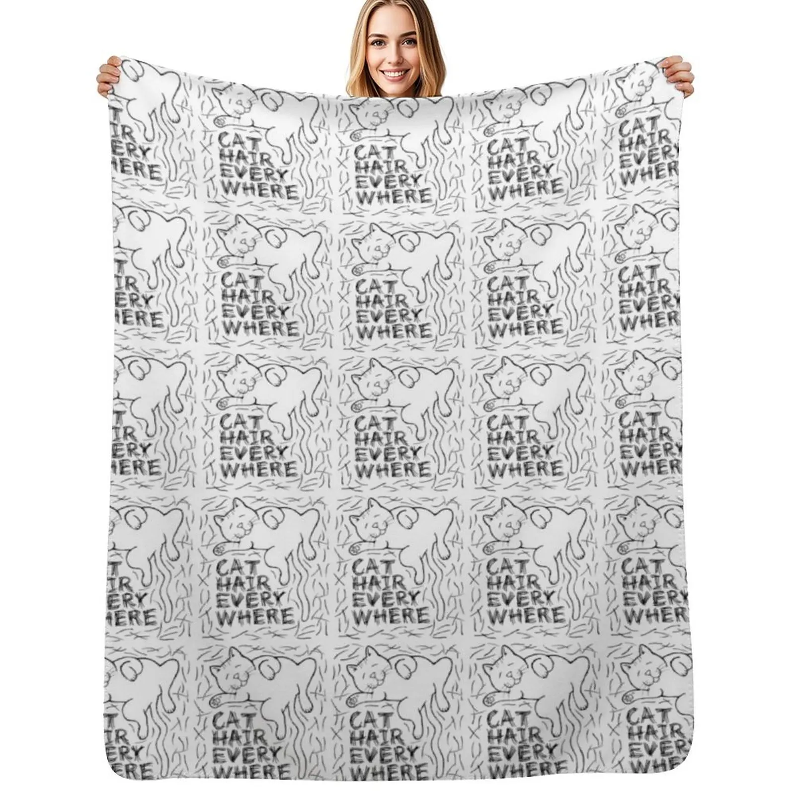

CAT HAIR EVERYWHERE Throw Blanket Warm Napping Blanket for Office Couch Bed