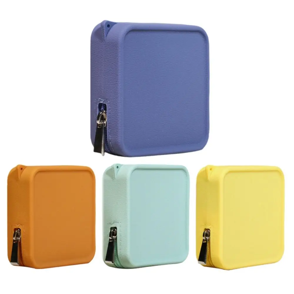 Small Silicone Travel Storage Bag Solid Color Waterproof Coin Purse Zipper Earphone Bag Square Wallet