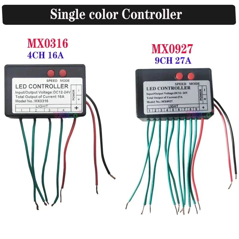 4CH/9CH Single Color LED Strip Controller DC 12V 24V Jump Water Burst Flash Horse Sign Luminous Word Widely Used in Billboards