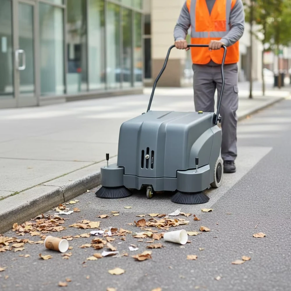 CleanHorse M1 New Walk-Behind 48V20Ah Battery Powered 1000mm Cleaning Width Durable Leaf Collecting Dust Sweeper 45L Dust Box