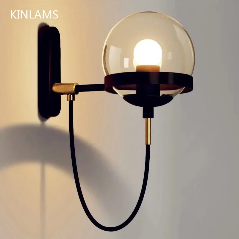 LED Wall Lamps Nordic Modern Wall Lights Bathroom Bedroom Copper Glass Ball Vintage Wandlamp Sconces Arandela LED Stair Light