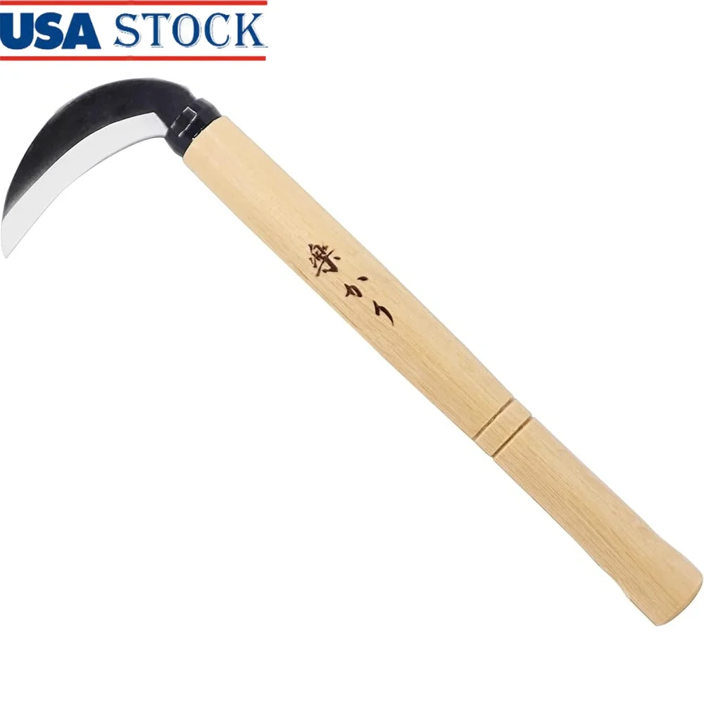 

Japanese Style Weeding Sickle High Carbon Steel Blade Curved Blade Oriental Beech Wood Handle Gardening Tool Durable Lightweight
