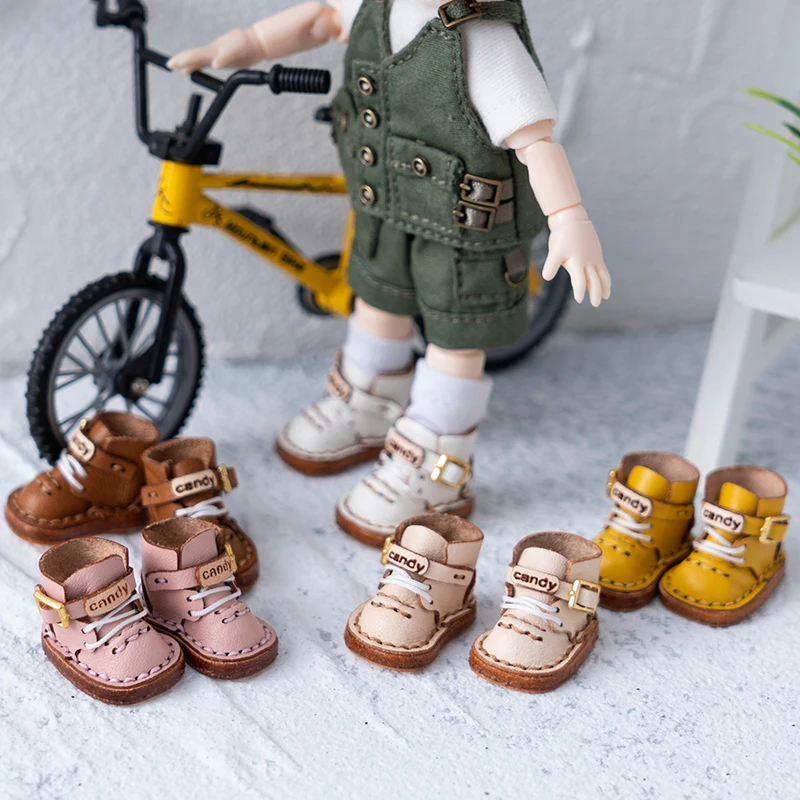 

OB11 Doll Shoes Mini Toy Accessories 1/12 Split Cowhide Leather Shoes Three Track Boots Handmade Cowhide Leather Shoes GSG Body9