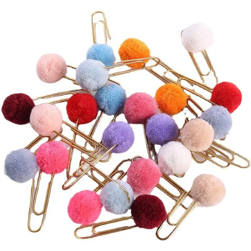 

5pcs Bookmark Mini Hair Ball Paper Clip Message Memo Clip PaperClip Planner Office Stationery Diy Decoration Clamp Binding