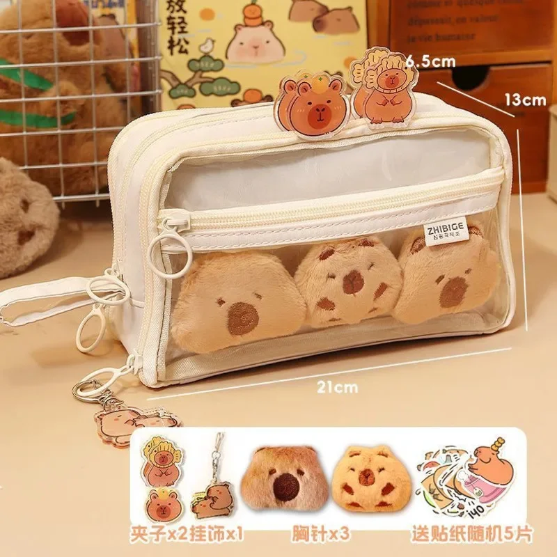 Capybara Pencil Case 2024 Korean Cartoon Anime DIY Ita Bag Sweet Zipper Large Capacity Open School Girls Students Unisex Pen Box