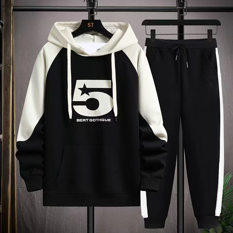 

Autumn/Winter Y2KMen's Sportswear Set with Digital 5 Printed American Hoodie and Pants Comfortable and Casual Streetwear for Men