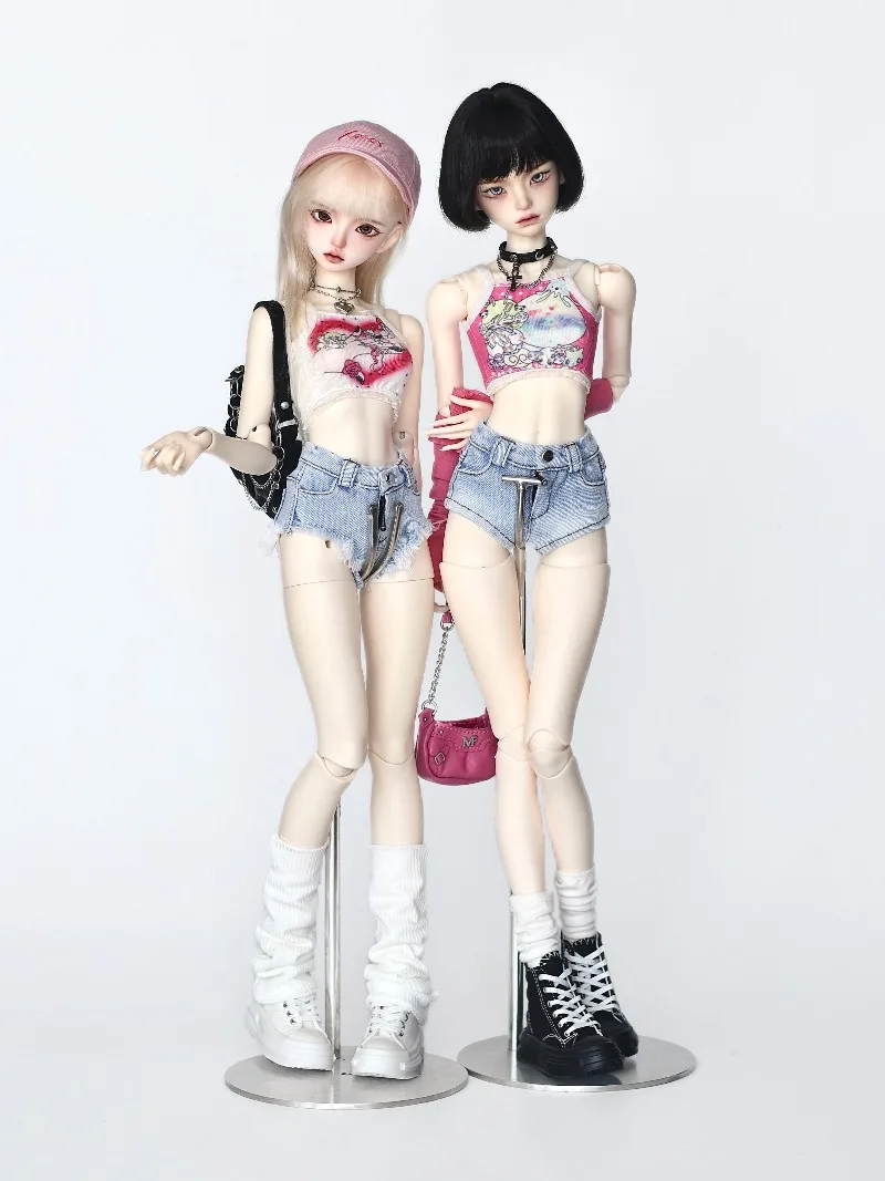 1/4 BJD Doll Clothes Washed Denim Shorts Y2K Vintage Jeans Short Pants Handmade Casual Bottoms BJD Dolls Costume Accessories