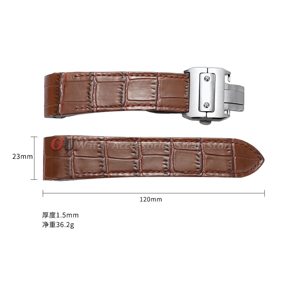 Für Cartier Uhrenarmband, Rindsleder-Uhrenarmband, 20 mm, 23 mm, für Santos 100-Serie, weiches Armband, Faltschließe, Herrenarmbänder – Detail 1
