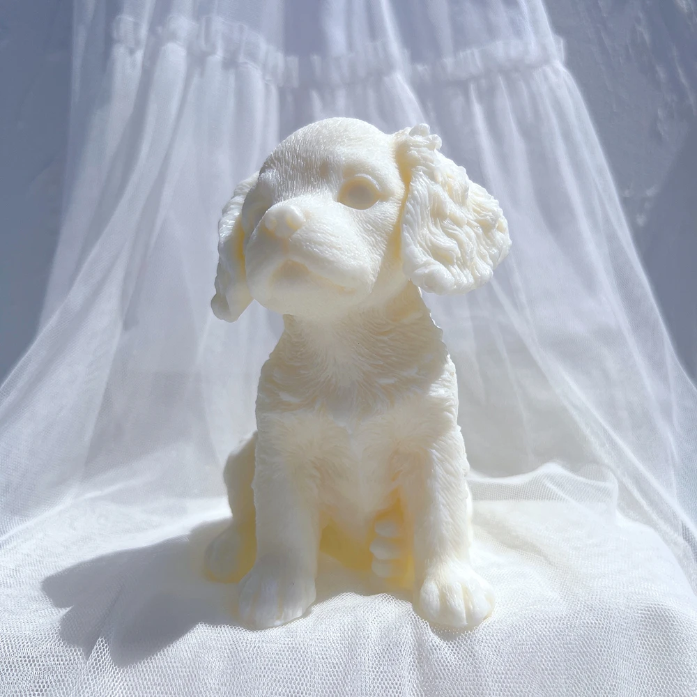 King Charles cucciolo candela stampo in Silicone 3D animale carino cuccioli statua cera di soia stampo amante del cane regalo decorazioni per la