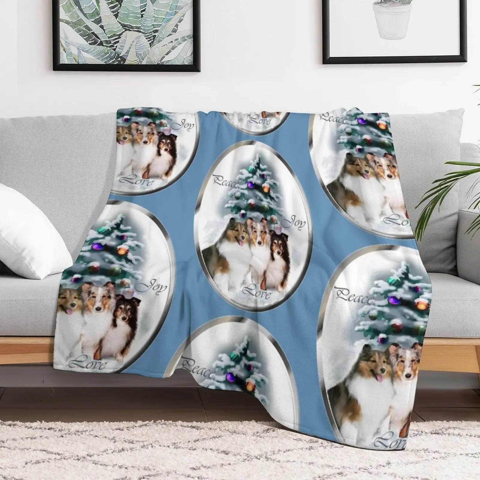Shetland Sheepdog Sheltie Christmas Gifts Throw Blanket Soft Warm Blanket Gift for Men Women Adults
