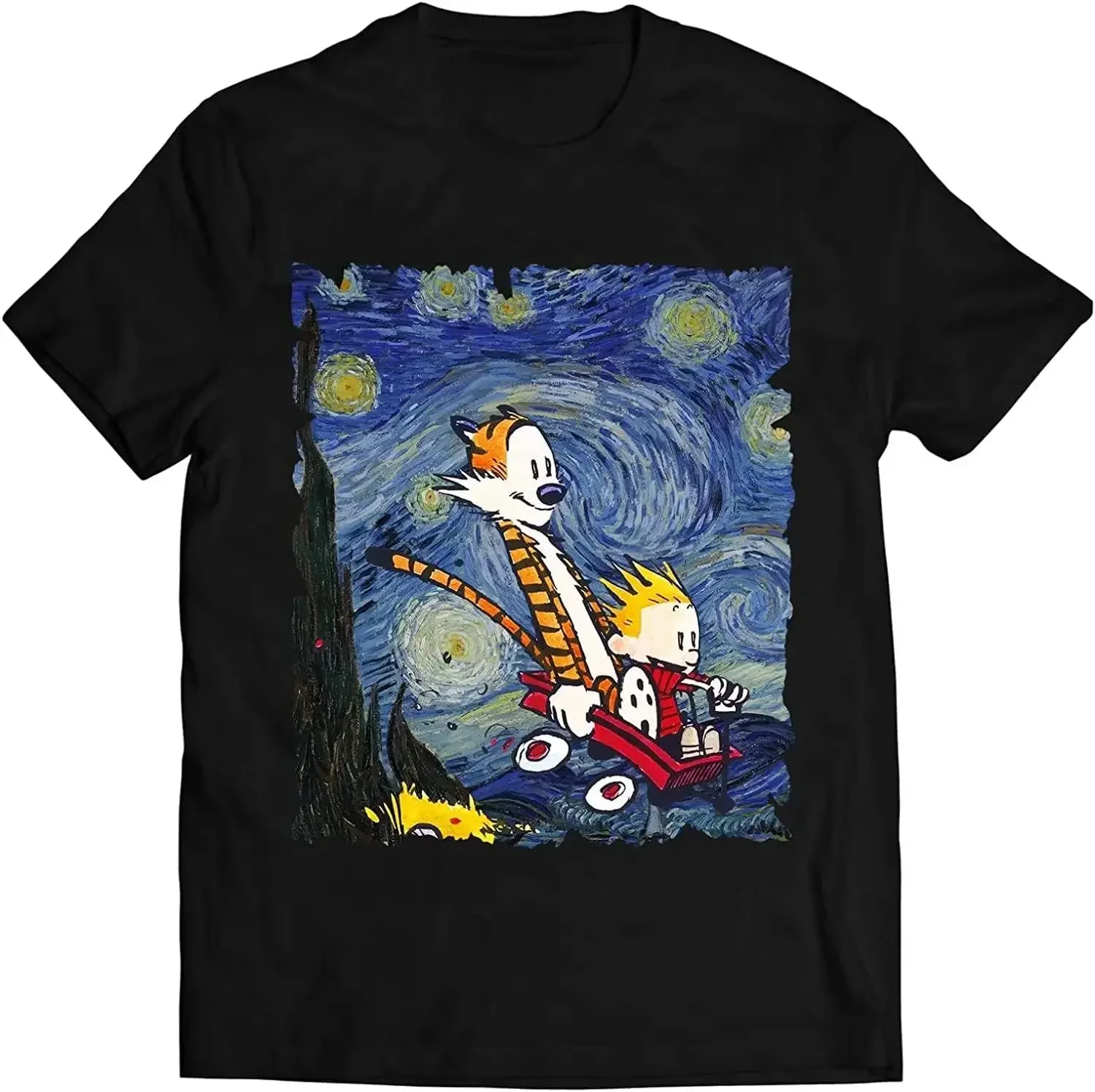 Camiseta de манга хлопковая с принтом Celvim y Hobbes, camisa la Ночная история, 2024