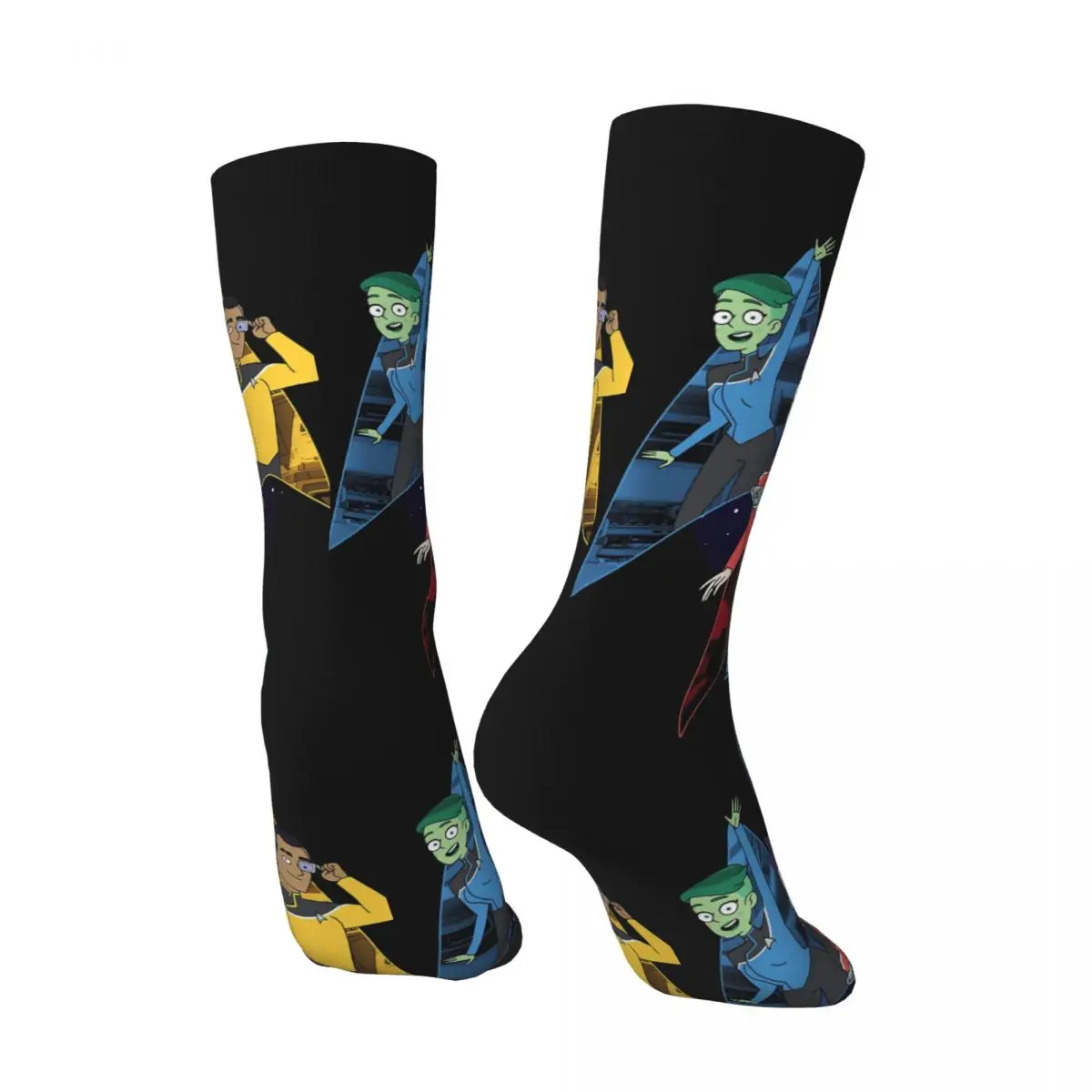 Crazy compression Group Sock for Men Harajuku S-Star Trek Lower Decks Seamless Pattern Crew Sock Novelty