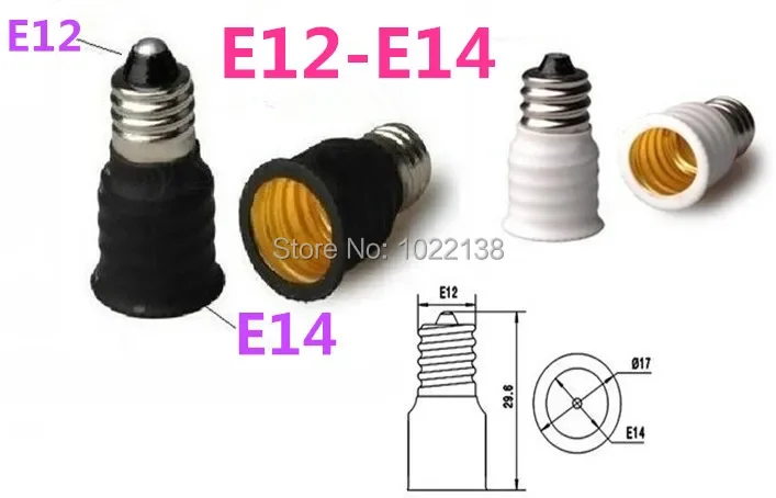 Fire-proof PBT E12 to E14 adapter converter CE & RoHS Led CFL light bulb E14~E12 lamp holder 10pcs