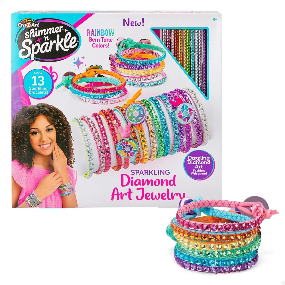 Shimmer N Sparkle studio bracelets 13 gems bright color including accessories to decorate, create your diamond bangles toys for girls + 8 years