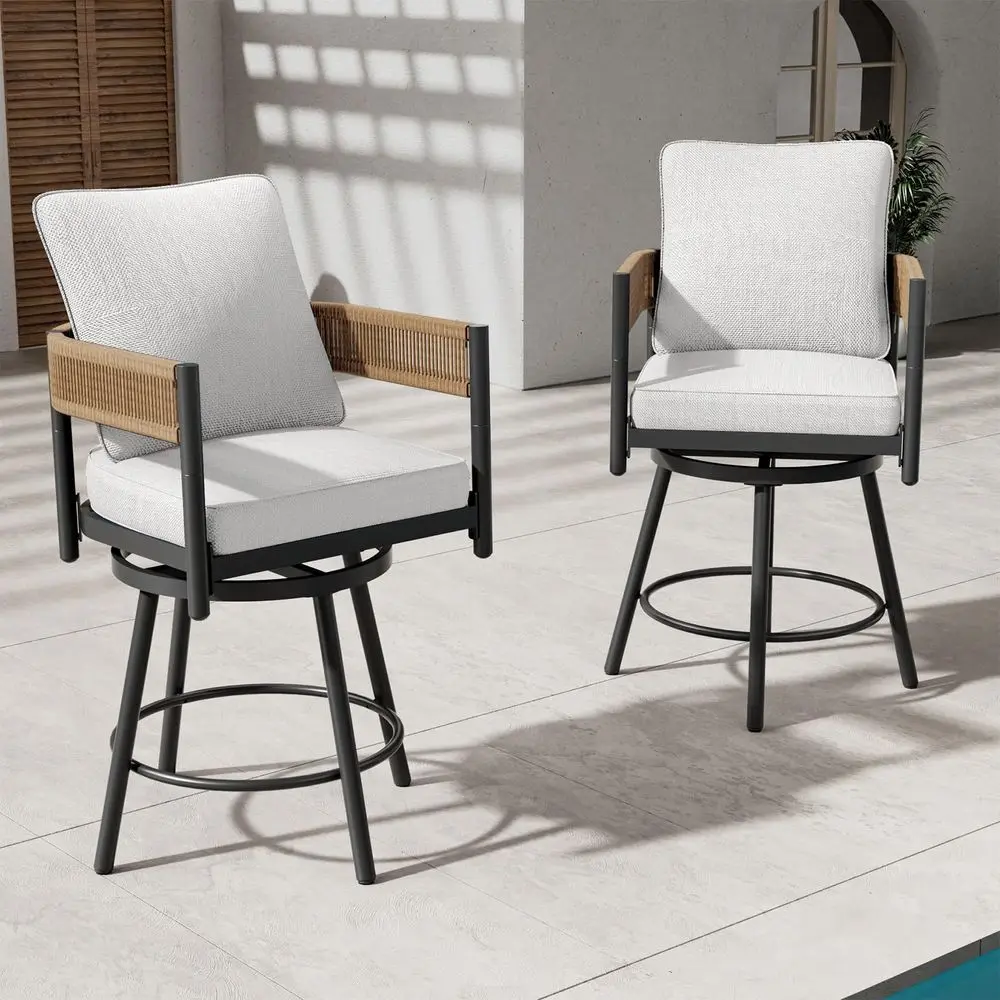 

Counter Height Swivel Bar Stools, 24 Upholstered Fabric Barstools Set of 4, Counter Stool Chair with Back amp Solid Wood Legs f