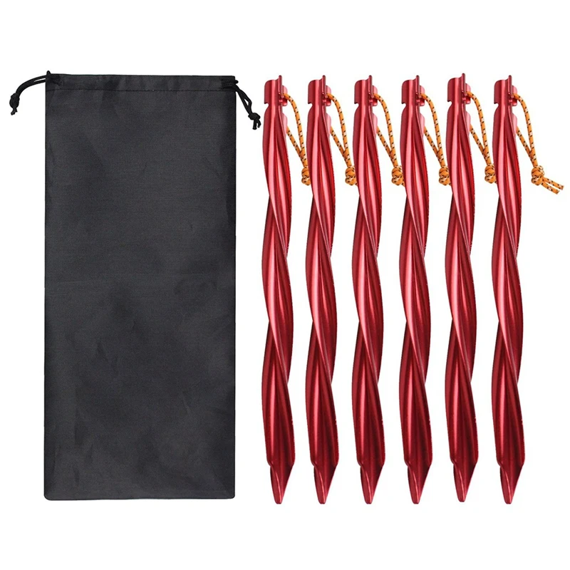 DW-6X 25cm Outdoor Tent Pegs Ground Nails with Storage Bag Windproof Nails Camping Accessories Tent Fastening