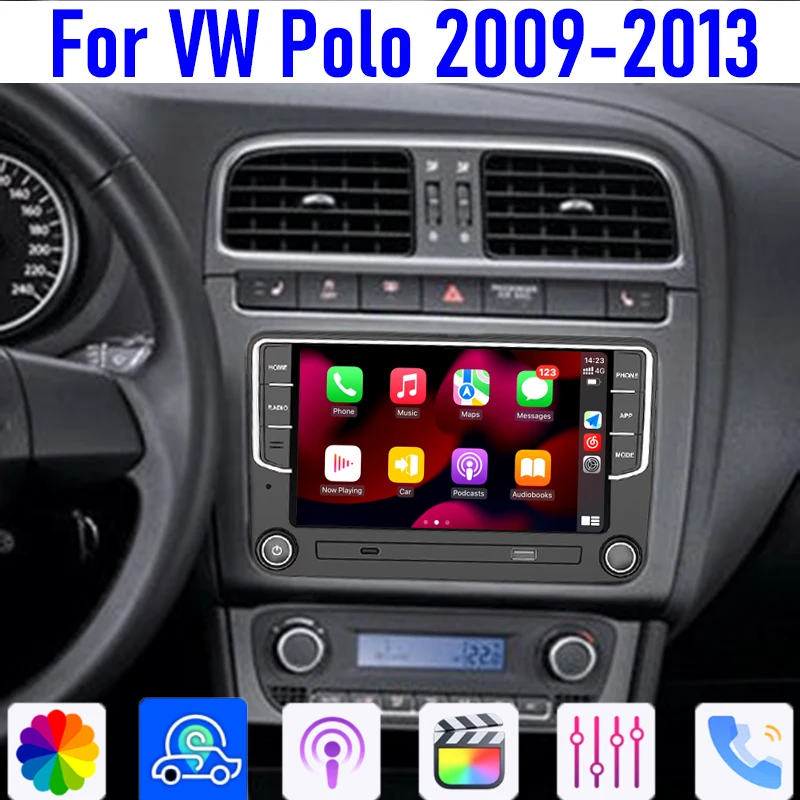 7'' For VW Polo 2009-2013 Wireless Apple Carplay Android 15 Auto Head Unit Car Stereo Radio Intelligent System GPS 4-64GB WIFI