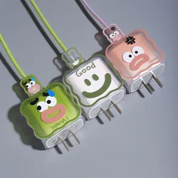Funny Protective Soft Case for iPhone 16 15 14 18/20W Cute Cartoon Fast Charging Candy Color USB Data Cable Protective Case Reel