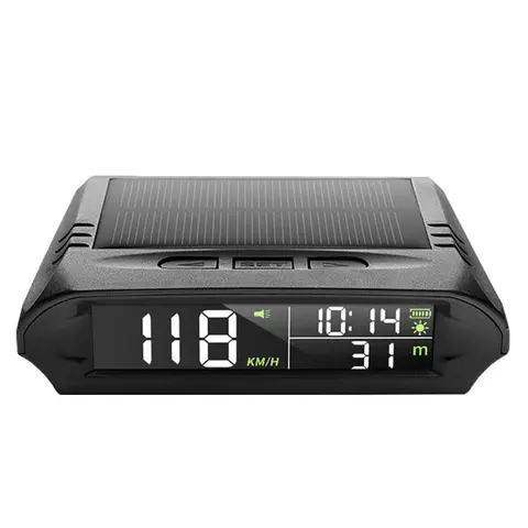 Car Wireless Headup Display Solar GPS Digital Speedometer with LCD Screen Overspeed Alarm KMH/MPH Time/Altitude/Temperature
