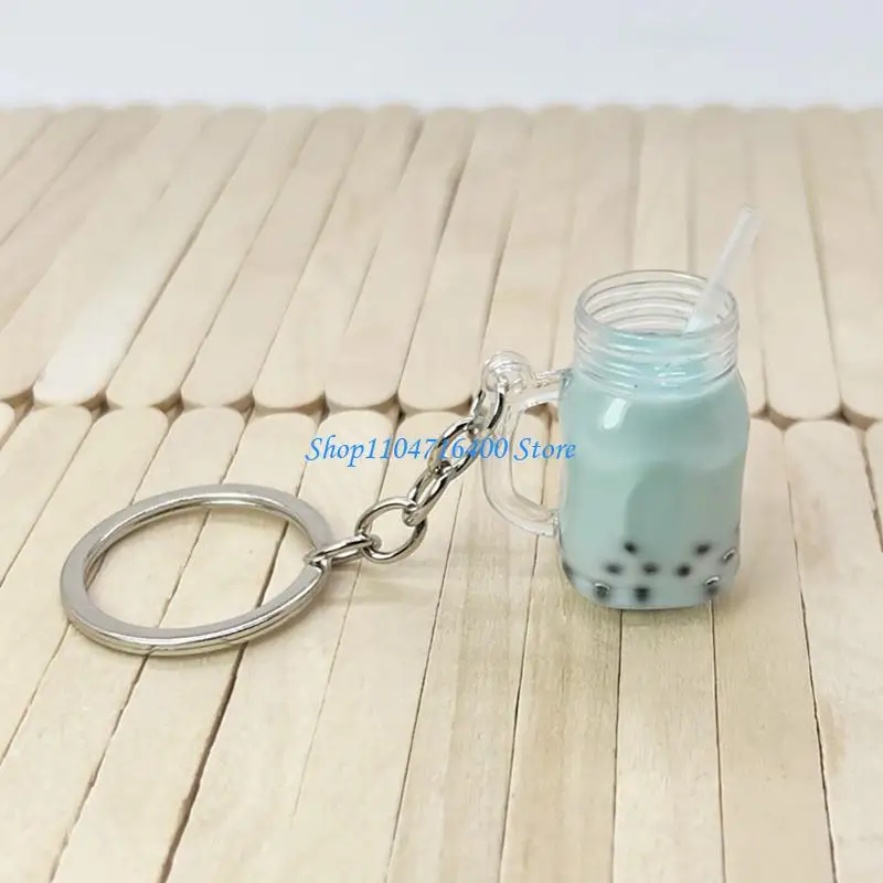

y1gd Bubble Tea Keychain Charms KawaiiBackpack Keyring Bag Pendant Couple Gift